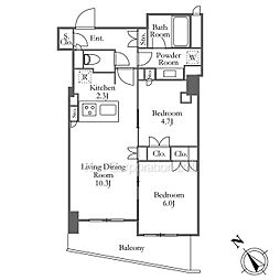 パークハビオ赤坂タワー 2LDKの間取図画像