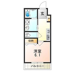阪急千里線 下新庄駅 徒歩4分の賃貸マンション 3階1Kの間取り