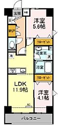 プルメリア 2LDKの間取図画像