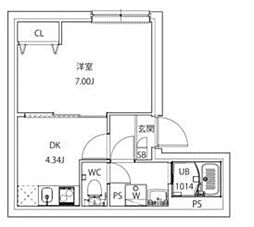 ＭＡＸＩＶ ＣＩＴＹ堀切ＲＩＶＥＲ ＳＩＤＥ 2階1DKの間取り