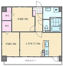 ルミエール箱崎駅前 2LDKの間取図画像