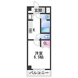 カーサベルカント 1Kの間取図画像
