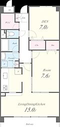 レアルコート 1SLDKの間取図画像