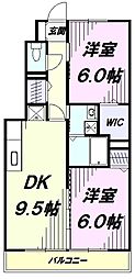 ローズコートHB 2DKの間取図画像