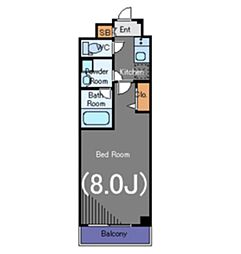 ガーラヒルズ不動前 1Kの間取図画像