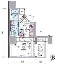 リヴシティ横濱生麦 1Kの間取図画像