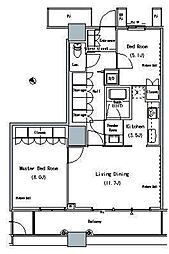 ザ・東京タワーズミッドタワー 28階2LDKの間取り