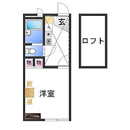 レオパレスラポール深井 1Kの間取図画像
