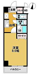 ナンカイパート1 1Kの間取図画像