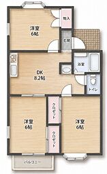 パレス松前台C 3DKの間取図画像