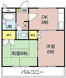 シティパレス北本5 2DKの間取図画像