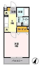 グランドゥール西巣鴨 1階1Kの間取り
