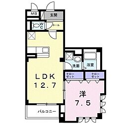 アルバス・ケイ 1LDKの間取図画像