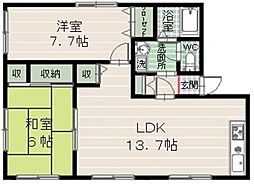 アリウープ原 2LDKの間取図画像