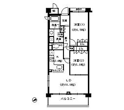 甲子園六石町ハイツ 2LDKの間取図画像