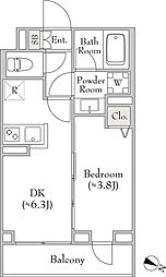 Dimus中野富士見町 1DKの間取図画像