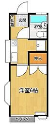 コーポサンライズ 1Kの間取図画像