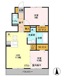 サンモール 2LDKの間取図画像