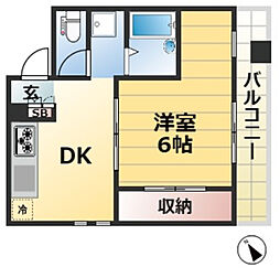 オータスビレッジ 2階1DKの間取り
