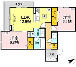 クラシアス 2LDKの間取図画像