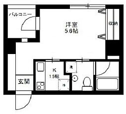 桜館 1階1Kの間取り