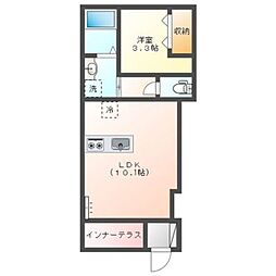アルデュール ロゼ (Ardeur Rose) 1LDKの間取図画像