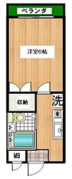 レジデンス高橋 1Kの間取図画像