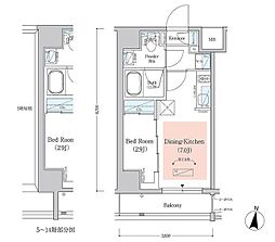 アーバネックス西新宿2 1DKの間取図画像