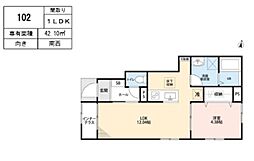 リーブルファイン緑区中野田II 1LDKの間取図画像