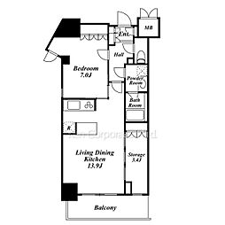 レジディア杉並方南町 1SLDKの間取図画像