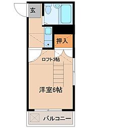 レオパレス東千葉第8 2階1Kの間取り