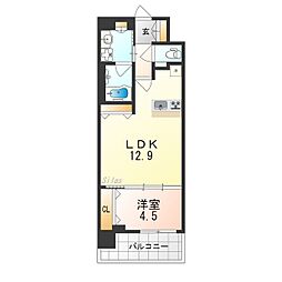 スプランディッド中百舌鳥 7階1LDKの間取り