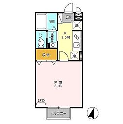 ハウス富士 1Kの間取図画像
