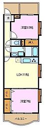 クレール壱番館 2LDKの間取図画像
