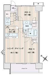 エスティメゾン豊洲レジデンス 10階2LDKの間取り