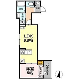 セレスティア大島 3階1LDKの間取り