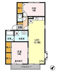 ラフィネ ＦＧ 2階2LDKの間取り