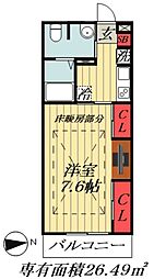 JR武蔵野線 船橋法典駅 徒歩8分の賃貸アパート 2階1Kの間取り