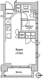 カスタリア菊川 ワンルームの間取図画像