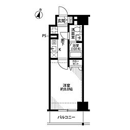 プレール・ドゥーク東雲 2階1Kの間取り