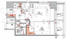 ハーモニーレジデンス菊川ステーションフロント 1DKの間取図画像