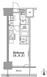 パークハビオ飯田橋 5階ワンルームの間取り