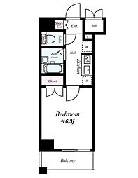 コンシェリア久が原 4階1Kの間取り