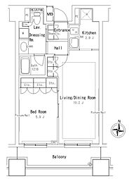 パークアクシス御茶ノ水ステージ 6階1LDKの間取り