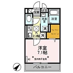 リブラ 1Kの間取図画像