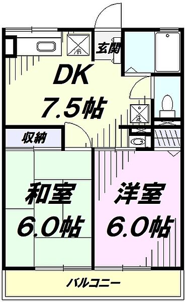 シティハイムハピネス ｜東京都立川市砂川町２丁目(賃貸アパート2DK・2階・40.91㎡)の写真 その2