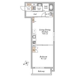 ザ・フォレスト立川 203 2階1LDKの間取り