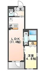 仮)梅田3丁目マンション新築工事 1LDKの間取図画像