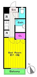 パレス三幸91 1Kの間取図画像