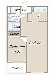 オークヴィラ 3階1LDKの間取り